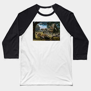 Mammoths and sabre-tooth cats, artwork (C010/3946) Baseball T-Shirt